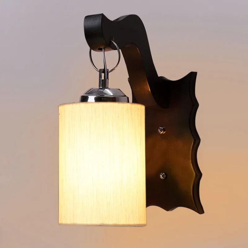 Delphi Fabric & Wooden Wall Lamp - White media 4