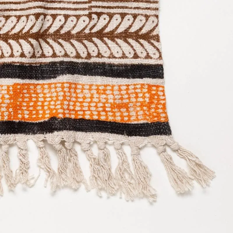 Salmon & Black Handblock Printed Throw media 5