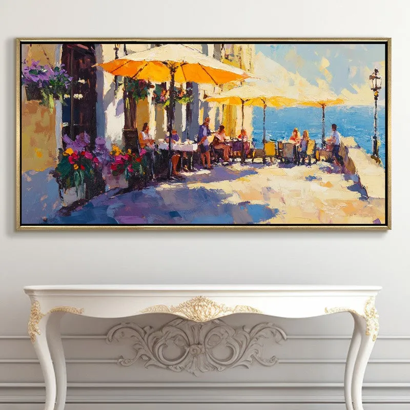 The Seaside Cafe Canvas Wall Painting With Frame media 5