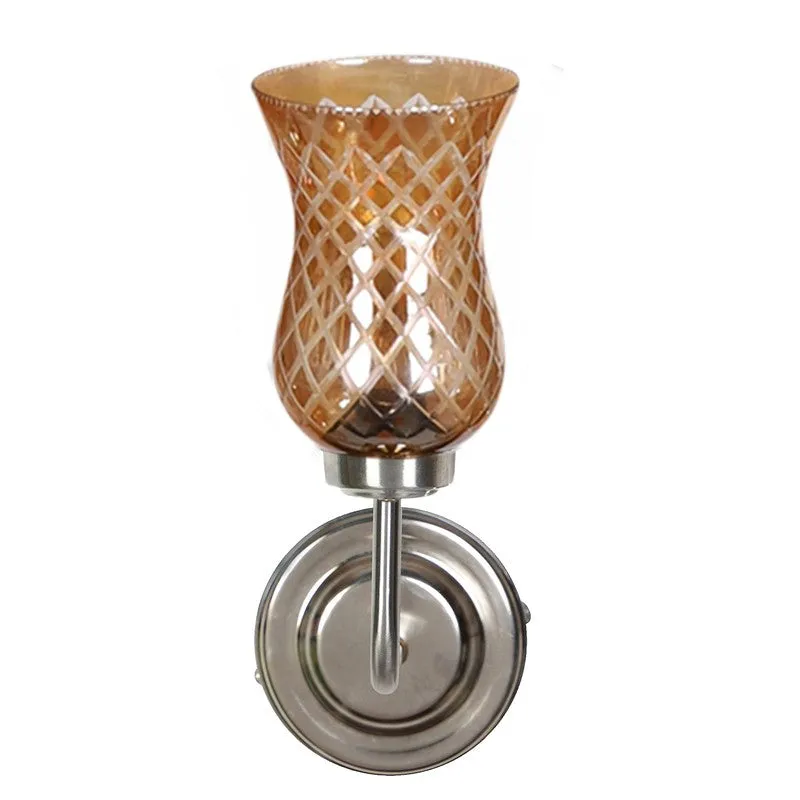 Honey Glow Nickel Glass Wall Lamp media 9
