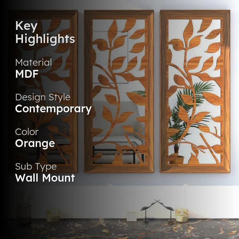 Leafie Decorative MDF Wall Accent (Orange) - Set Of Three media 2