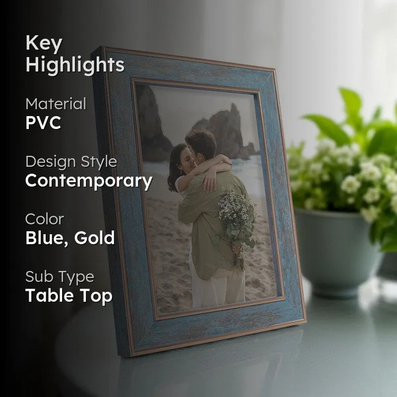 Nova Brushed Photo Frame - Blue & Gold media 2