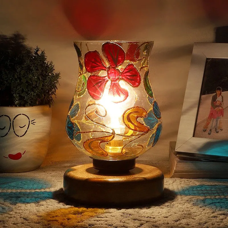 Crestaro Mosaic Glass Table Lamp With Wooden Base - Multicolor media 1