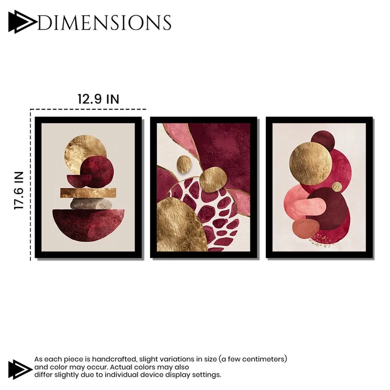 Crimson Balance Abstract Wall Art - Set Of Three media 7