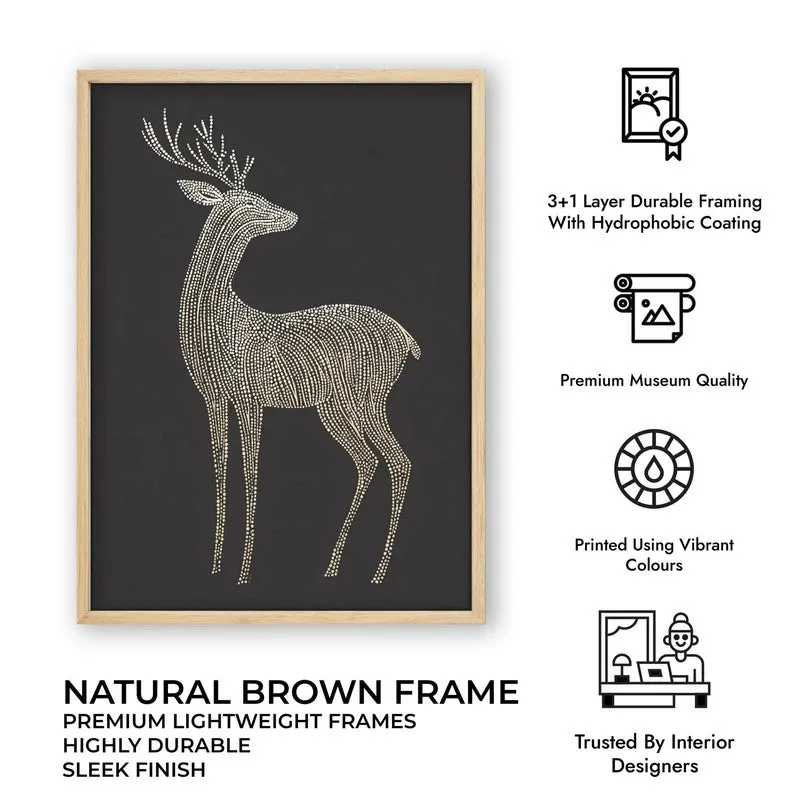 Majestic Deer Illustration Canvas Wall Painting With Brown Frame media 10