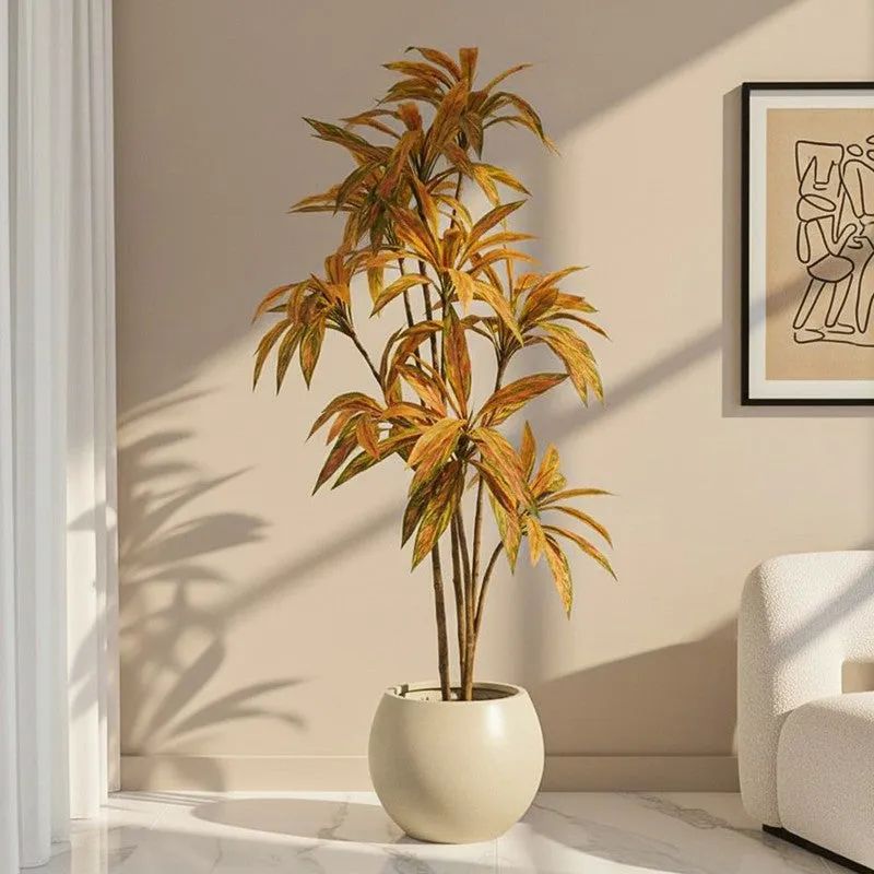 Ventira Artificial Dracaena Green Tree With Black Plastic Pot 5.6 ft media 1