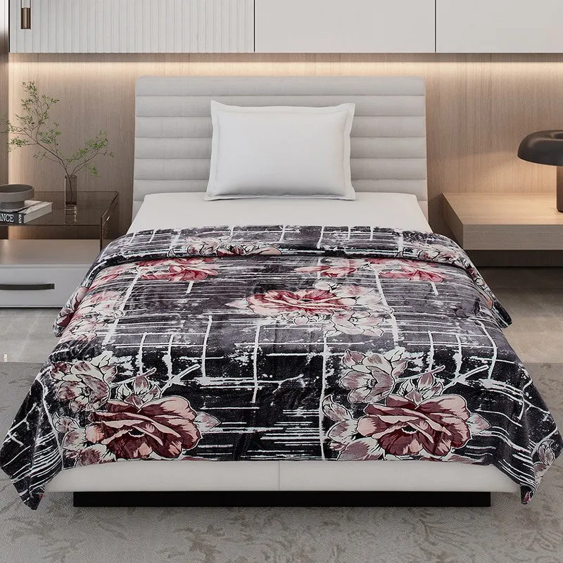 Monte Carlo Artnyx Floral Print Polyester Blanket (Brown) - 350 GSM media 4