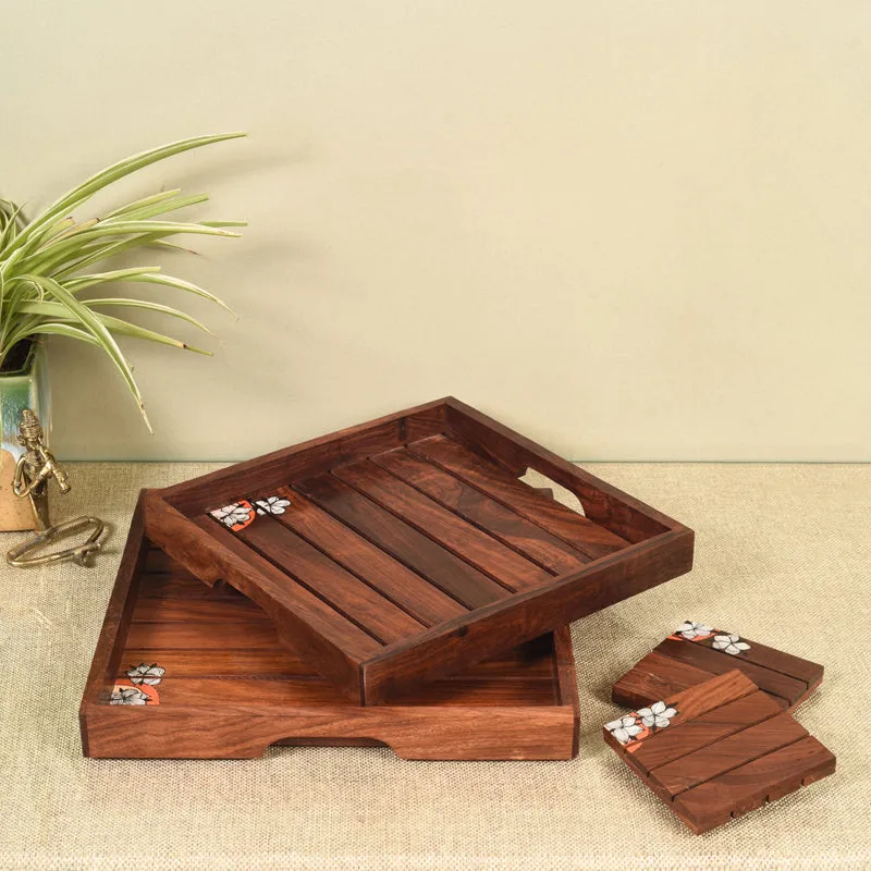 Elco Rosewood Serving Tray - Four Piece Set media 1