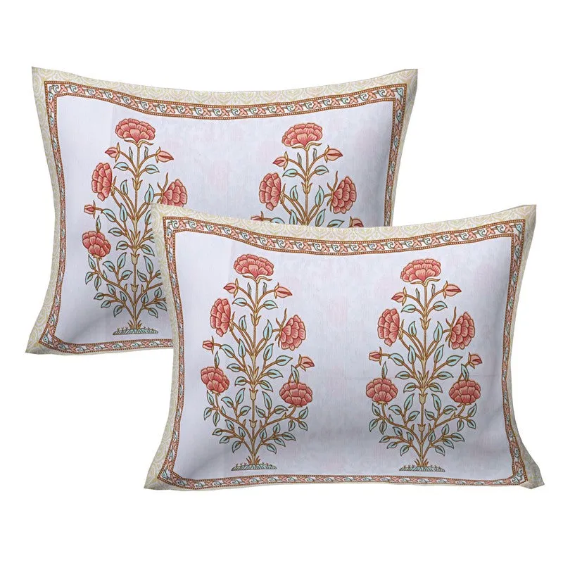 ShahiGuldaan Handblock Printed Cotton Bedsheet (Orange) - 400 TC media 5