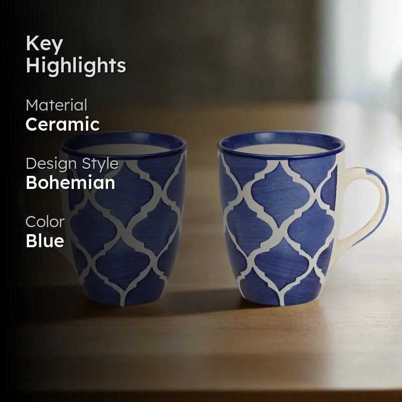 Blue Ceramic Coffee Mug (250 mL Each) - Set of Two media 2