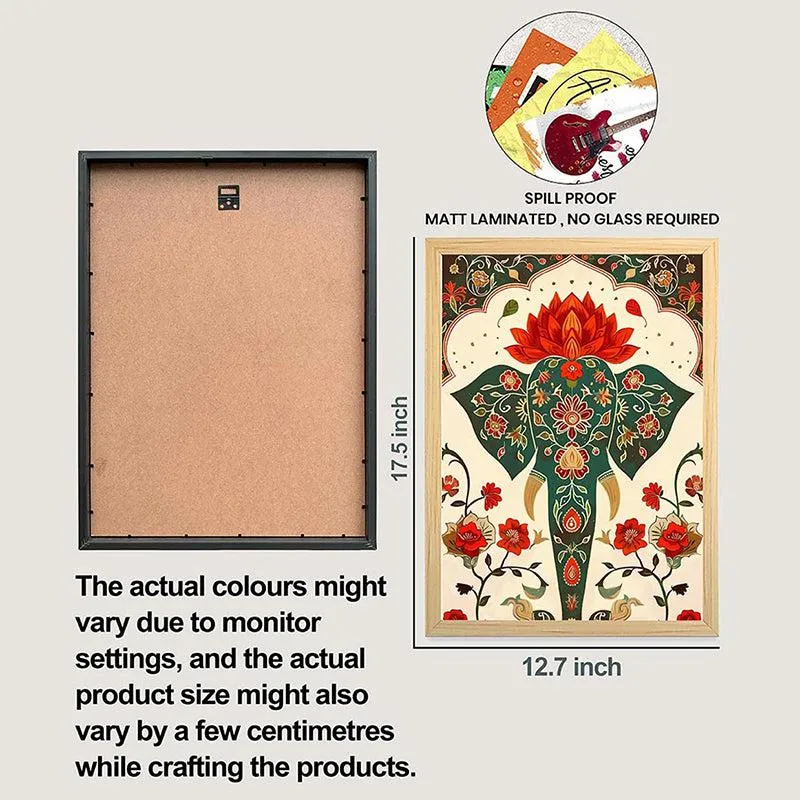 Gul Pari Mughal Paper Wall Art With Frame (Blue) - Set Of Three media 7