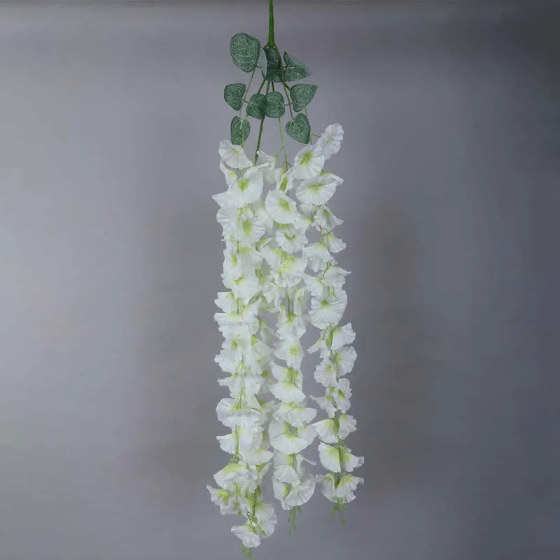 Faux Lush Hanging Morning Glory Plant (White) -  2.8 Feet media 4