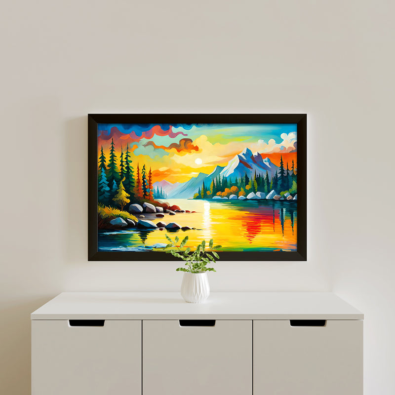 Crimson Dawn Wall Painting