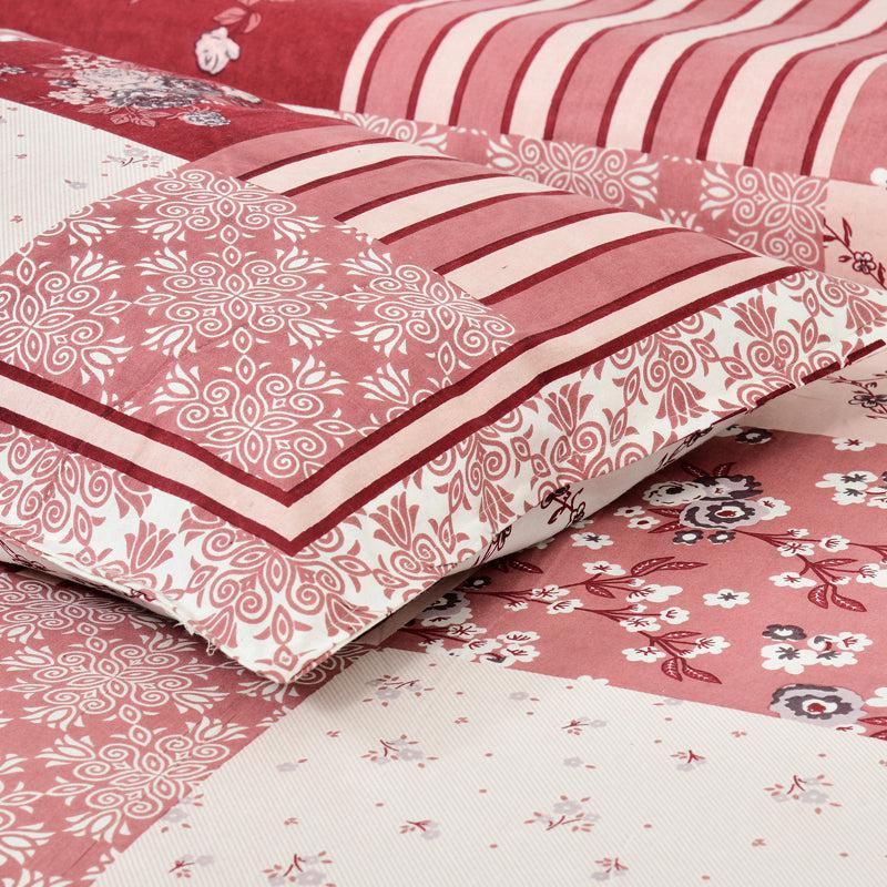 Moorah Cotton Bedsheet (Pink,White) - 160 TC media 3