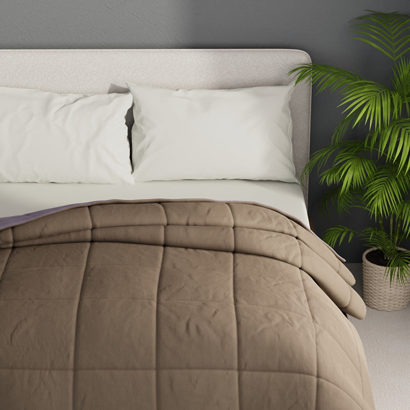 Herbert Reversible Solid Comforter (Brown) - 120 GSM media 4
