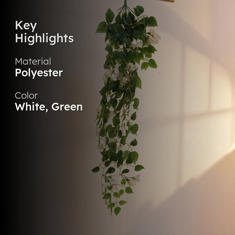 Faux Bougainville Vine Hanging Plant - White media 2