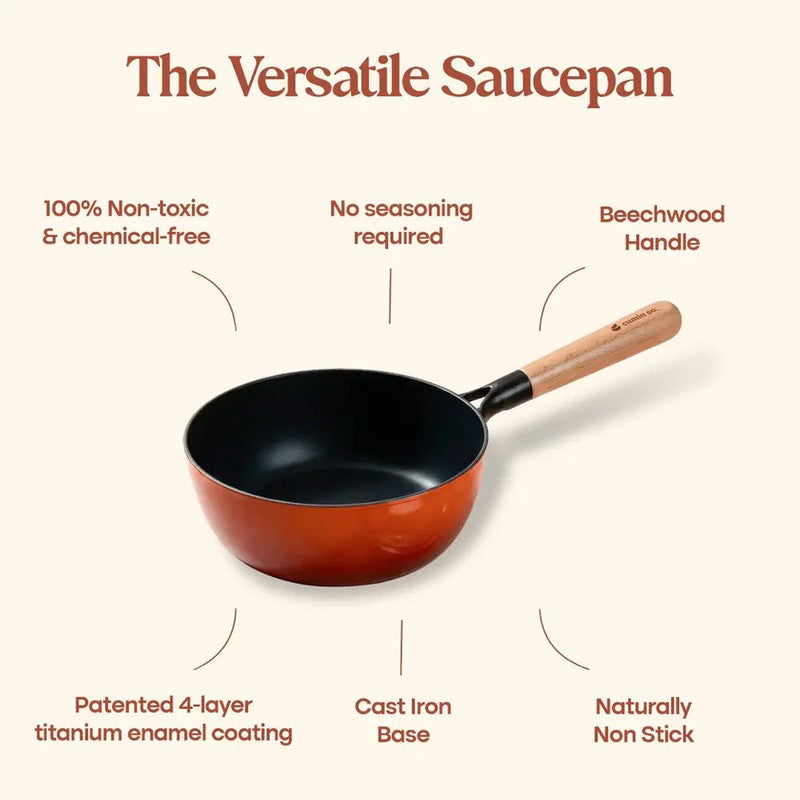 Cumin Co Enamel Cast Iron Sauce Pan (1500 mL) - Rust media 7