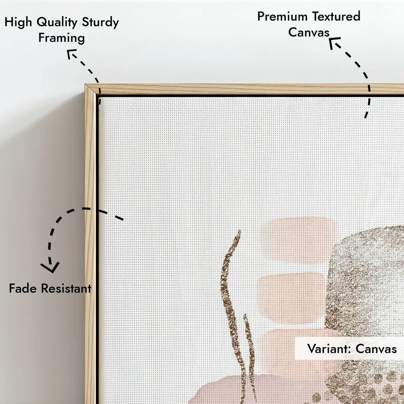Soft Pink Freckles Framed Canvas Archival Canvas Wall Painting - Natural Brown Frame media 5