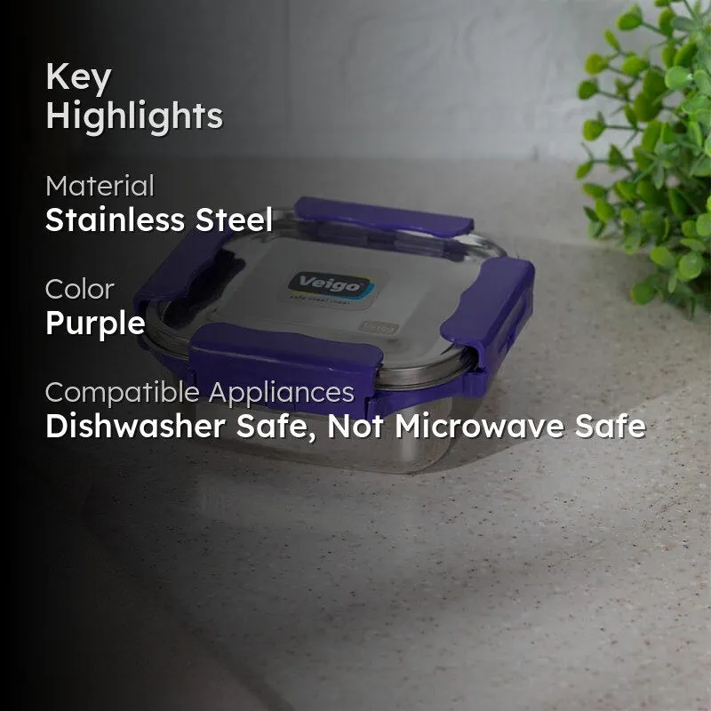 Hotserve Stainless Steel Lunch Box (Violet) - 400 mL media 2