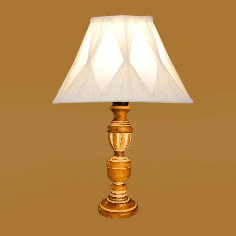 Zenrae Smocked Wooden Table Lamp - Ivory media 6