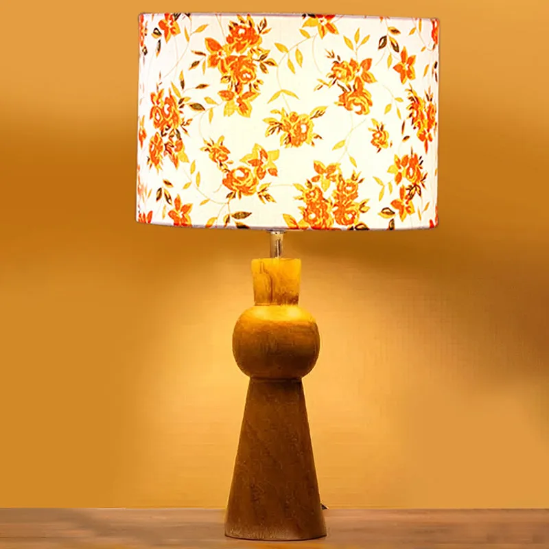 Blush Fabric Table Lamp - Orange,White,Brown media 6