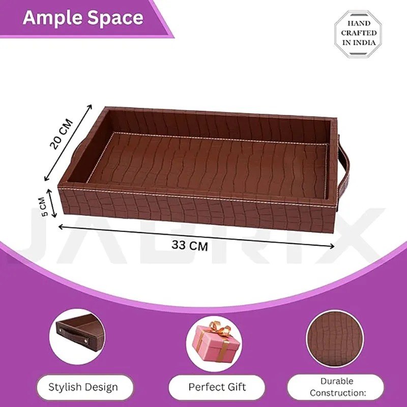 Liora Faux Leather Tray With Tissue Holder (Tan) - Two Piece Set media 8