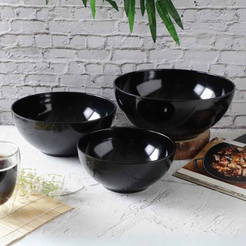 Noire Black Melamine Serving Bowls (3800 mL/2600 mL/1500 mL) - Set Of Three media 4
