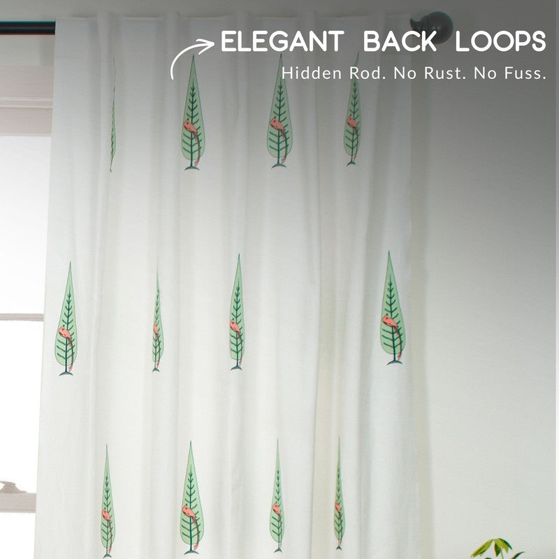 Tranquebar Home Leafy Escape Cotton Curtains(Coral) - Set Of Two media 7