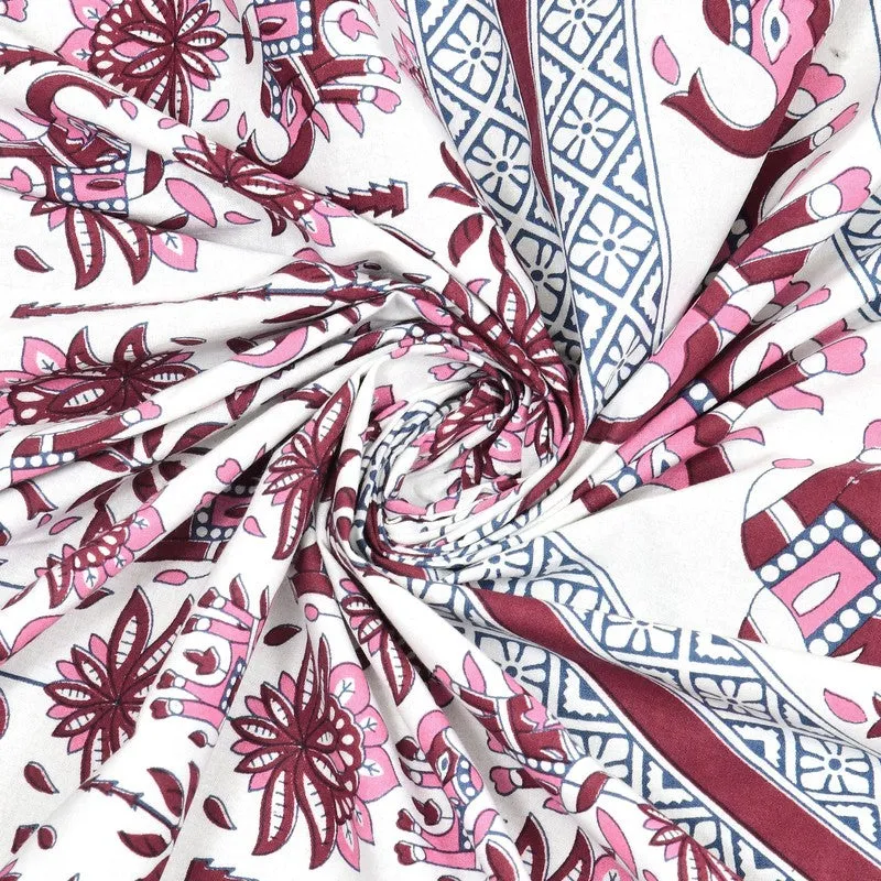 Petalel Cotton Bedsheet (White,Pink) - 240 TC media 5