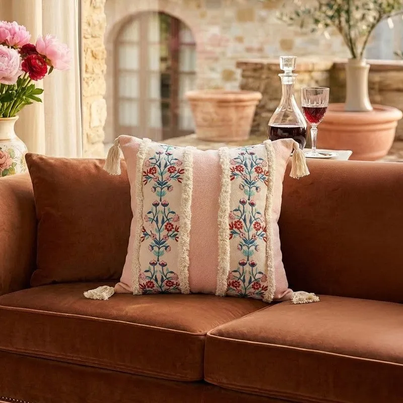 Craft Bloom Embroidered Cushion Cover - Peach media 3
