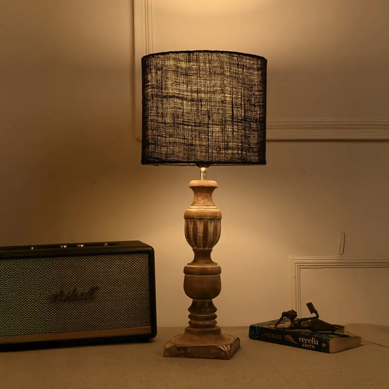 Candela Carve Fabric Table Lamp - Black media 1