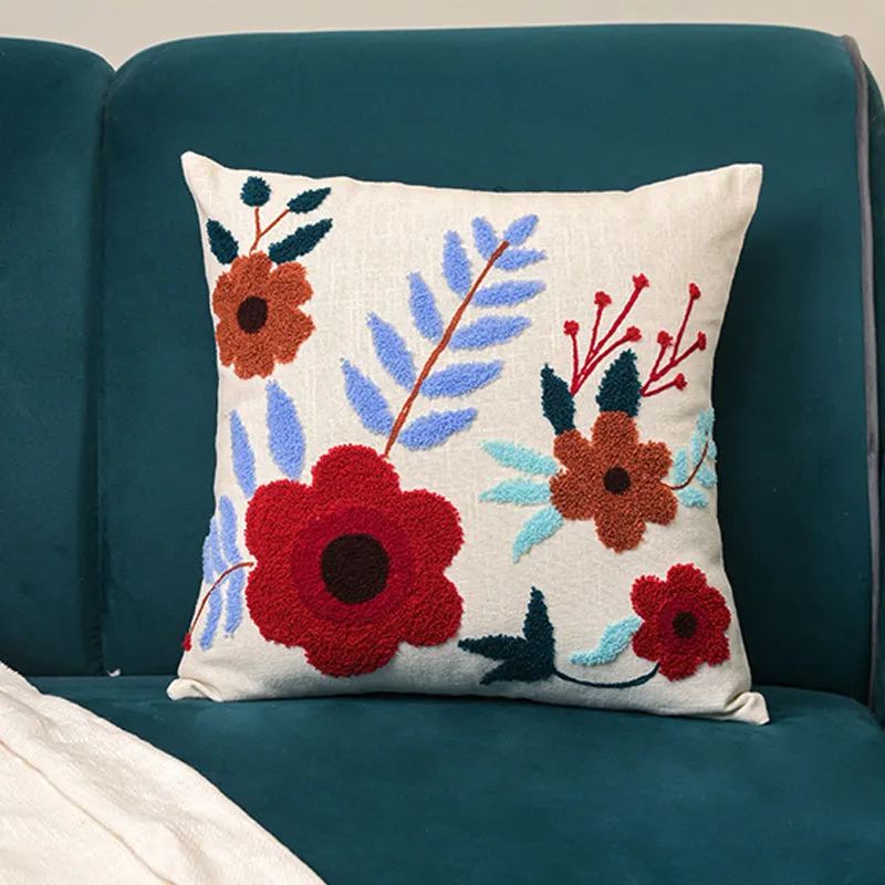 Poppy Plush Embroidered Cushion Cover media 2
