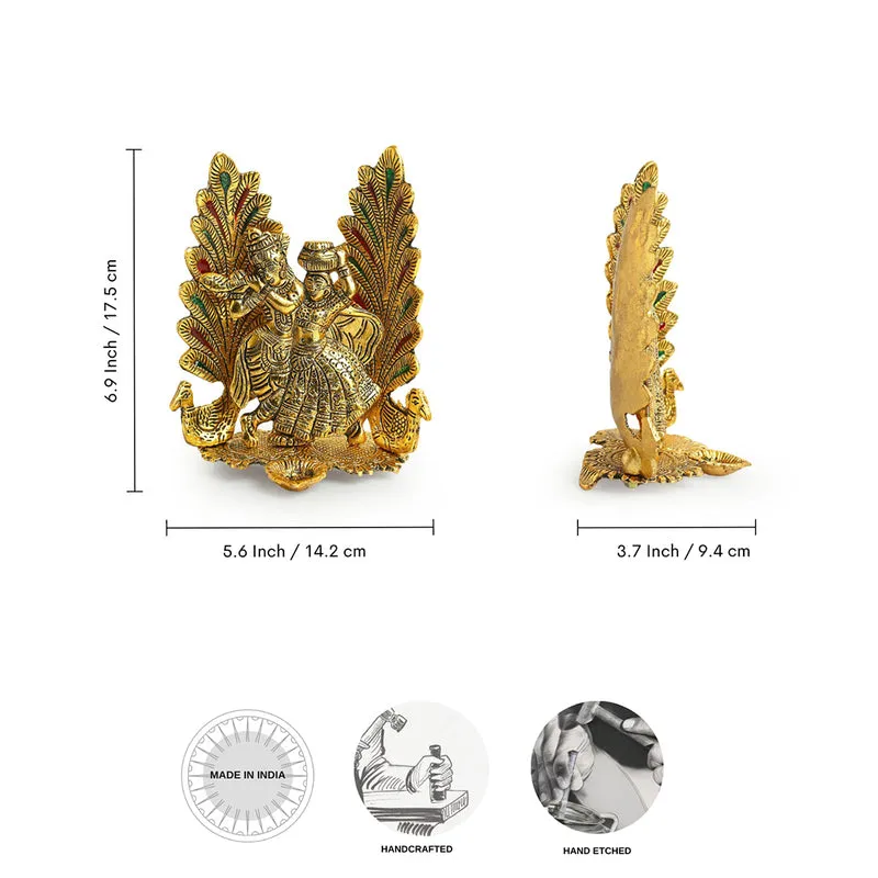 Front and side views of the gold-toned diya showpiece on a white background