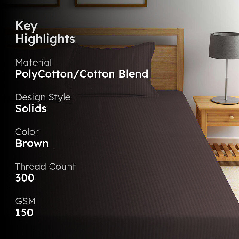 Onyx Stripes Bedsheet (Brown) - 150 GSM media 2