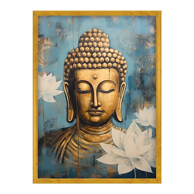 White Lotus Buddha Wall Painting media 2