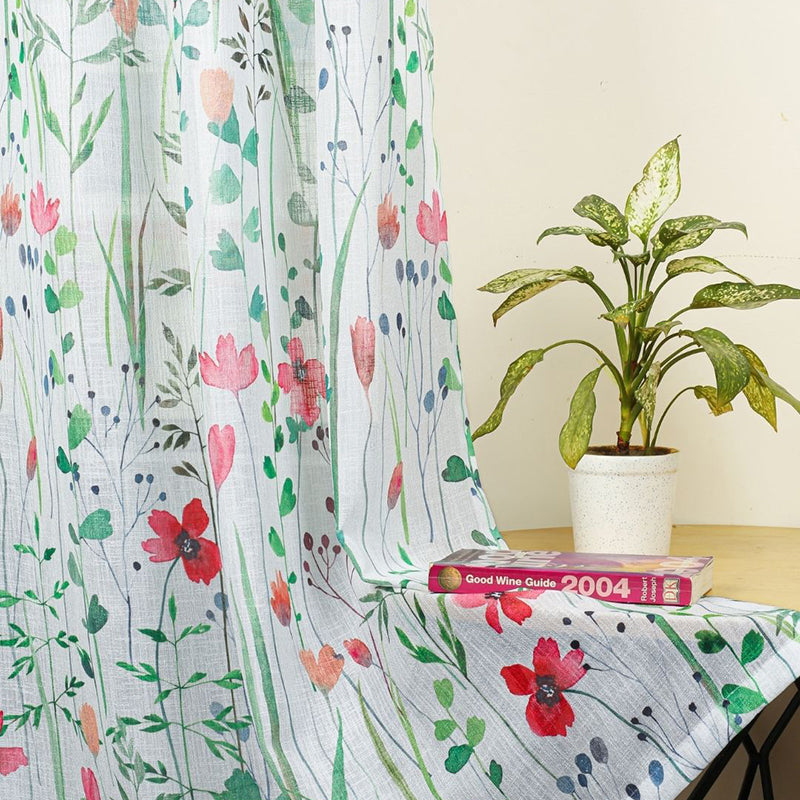 Aersica Linen Texture Sheer Curtain - Set Of Two media 9