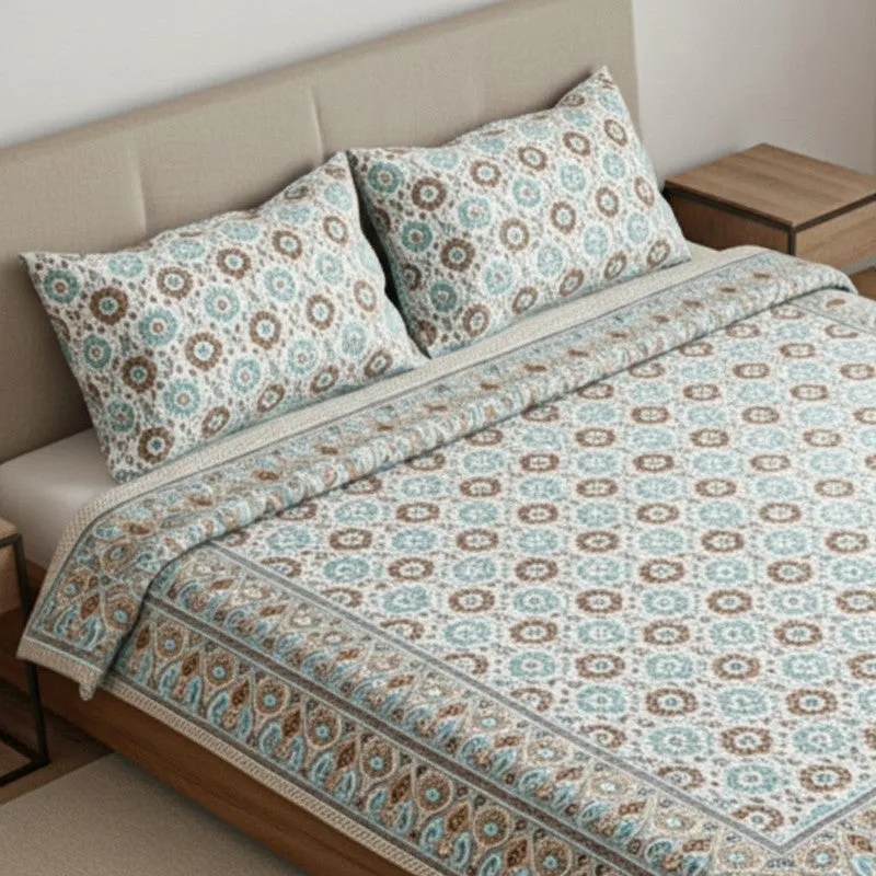 Sienna Ethnic Cotton Bedsheet (Brown) - 180 TC media 3
