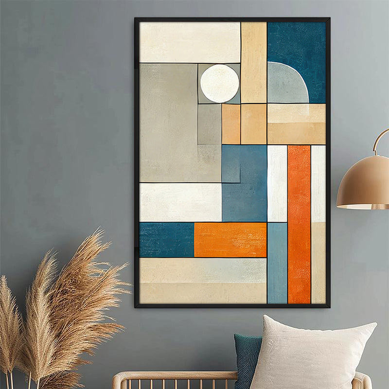 Fluid Geometry Wall Painting With Frame