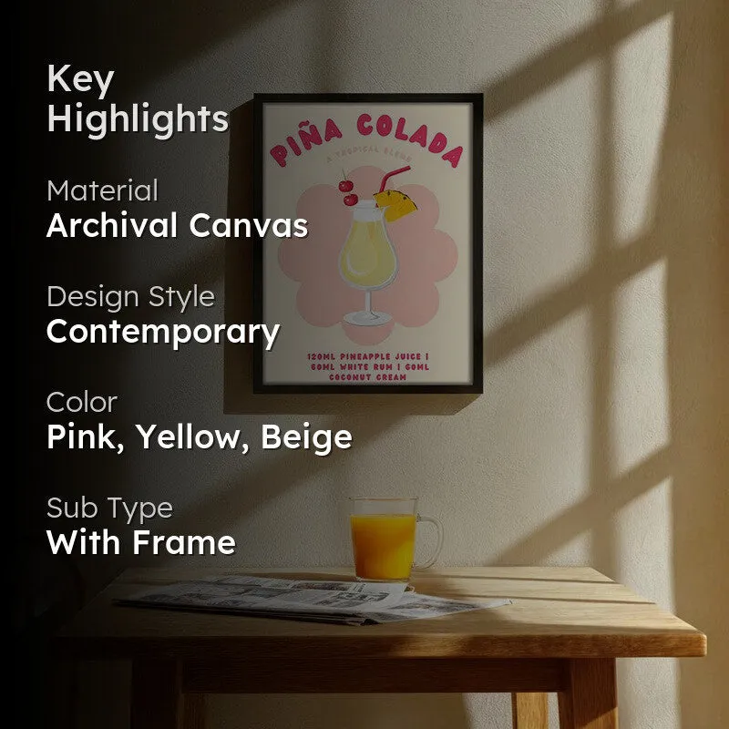 Pina Colada Archival Canvas Wall Art - Black media 2
