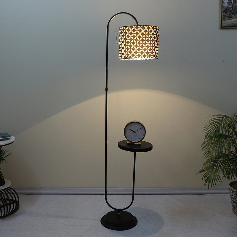 Tatania Printed Arched Floor Lamp With Shelf