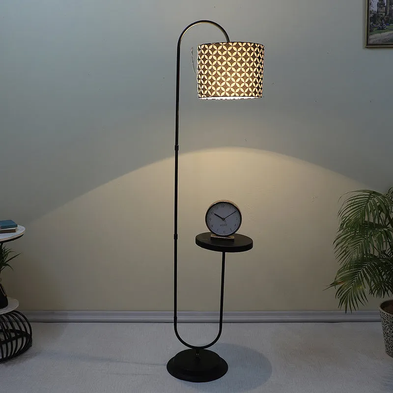 Tatania Printed Arched Floor Lamp With Shelf media 1