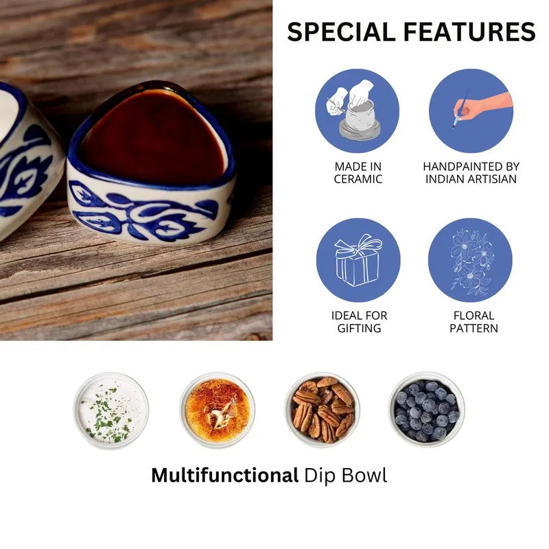 Dippure Ceramic Dip Bowls (Blue,White ,40 mL Each) - Set Of Two media 5