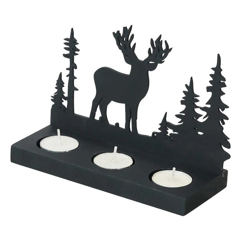 Dasher Wood Christmas Tea Light Holder - Black media 6