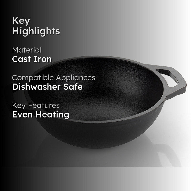 Nirlon Nirlon Cast Iron Kadhai - 2500 mL media 2