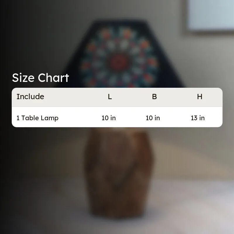 Toile Printed Mango Wood Table Lamp - Multicolor media 6