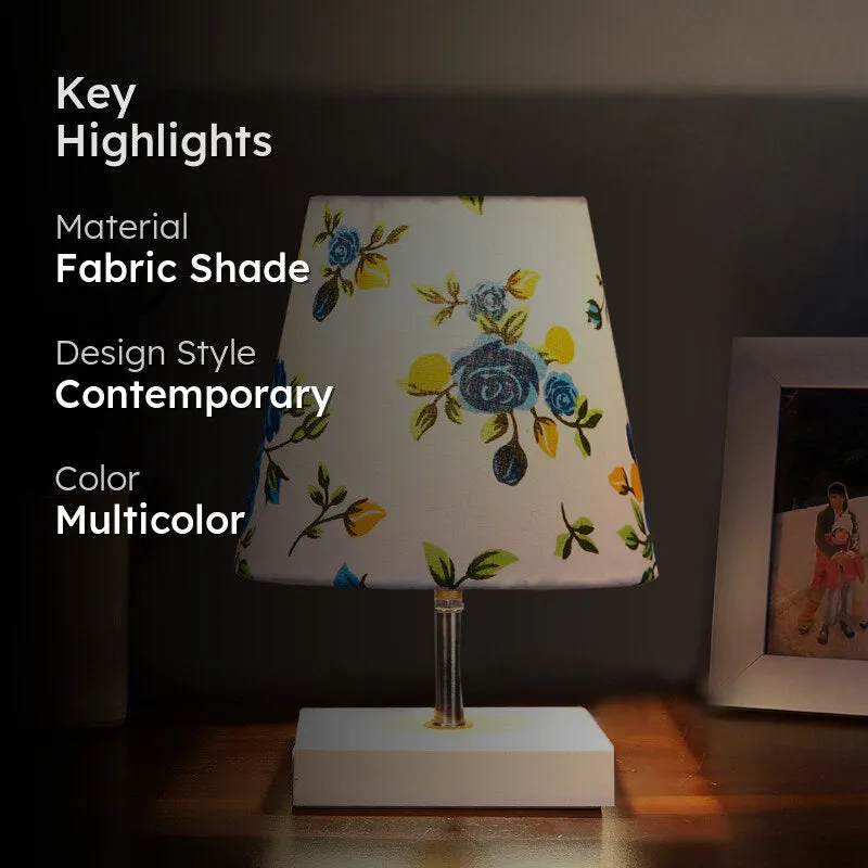 Alsa Blue Fleur Fabric Table Lamp - Multicolor media 2