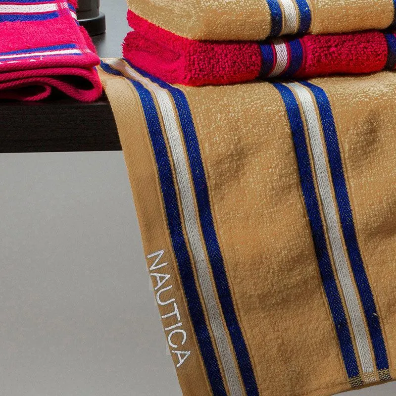 Nautica Dove Dual Down Cotton Hand Towel (Beige & Burgundy) - Set Of Four media 3