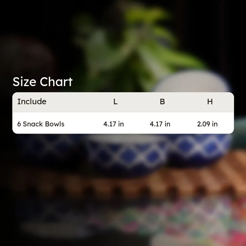 Biteza Ceramic Snack Bowls (Blue , 180 mL Each) - Set Of Six media 8