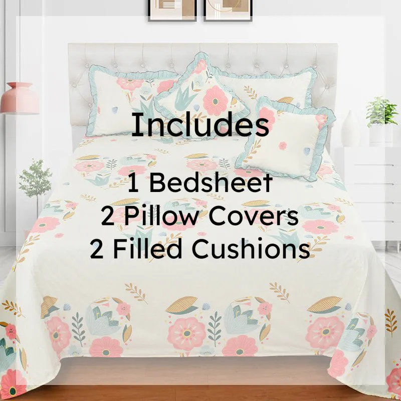 Roman Holiday Floral Frilled Microfiber Bedding Set - Five Piece Set media 7