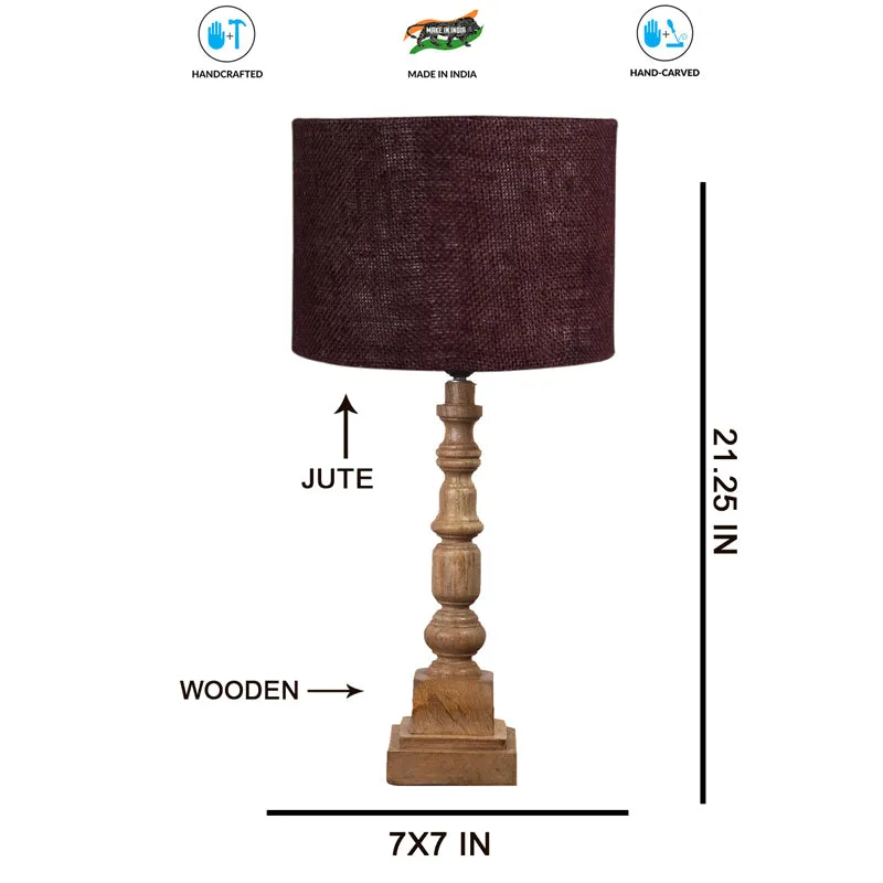 Sienna Arbor Wooden & Jute Table Lamp - Brown media 7